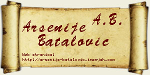 Arsenije Batalović vizit kartica